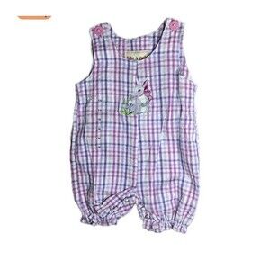 Vtg 2009 Toffee & Apple Cracker Barrel Easter Bunny Gingham Romper 6M